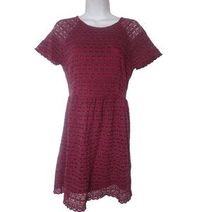 Free People Henna burgundy dress Women 2 Lace overlay‎ short Sleeve Party
